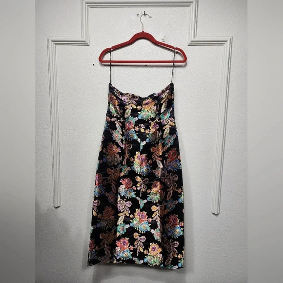 Vici Olia Ganni Jacquard Strapless Midi Dress Black NWT Wedding Party Guest - Picture 10 of 11